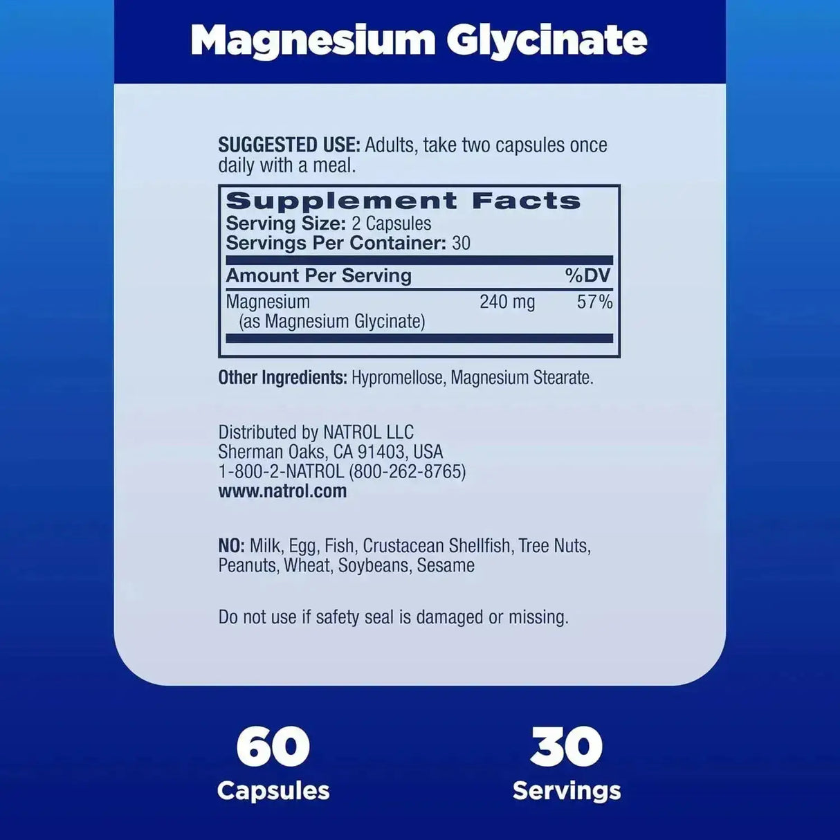 NATROL - Natrol Magnesium Glycinate 240Mg. 60 Capsulas - The Red Vitamin MX - Suplementos Alimenticios - {{ shop.shopifyCountryName }}