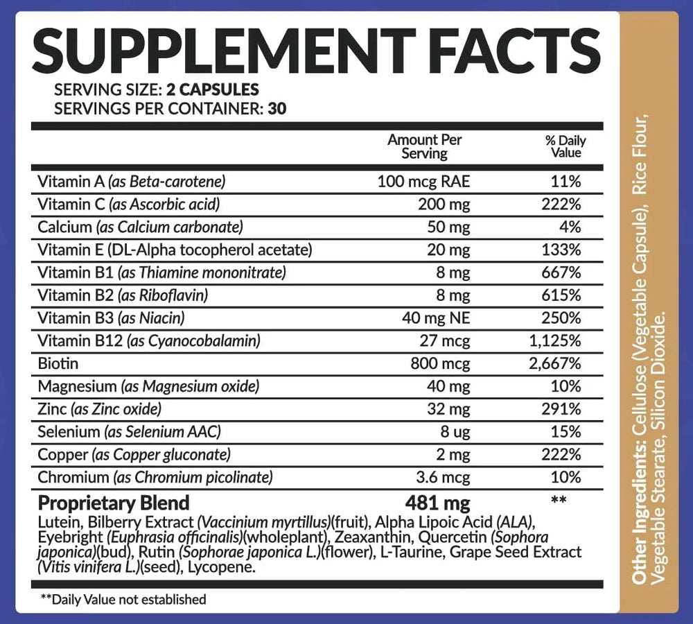 BIO NATURALS - Bio Naturals Eye Vitamin Supplement with Lutein Zeaxanthin 60 Capsulas - The Red Vitamin MX - Suplementos Alimenticios - {{ shop.shopifyCountryName }}