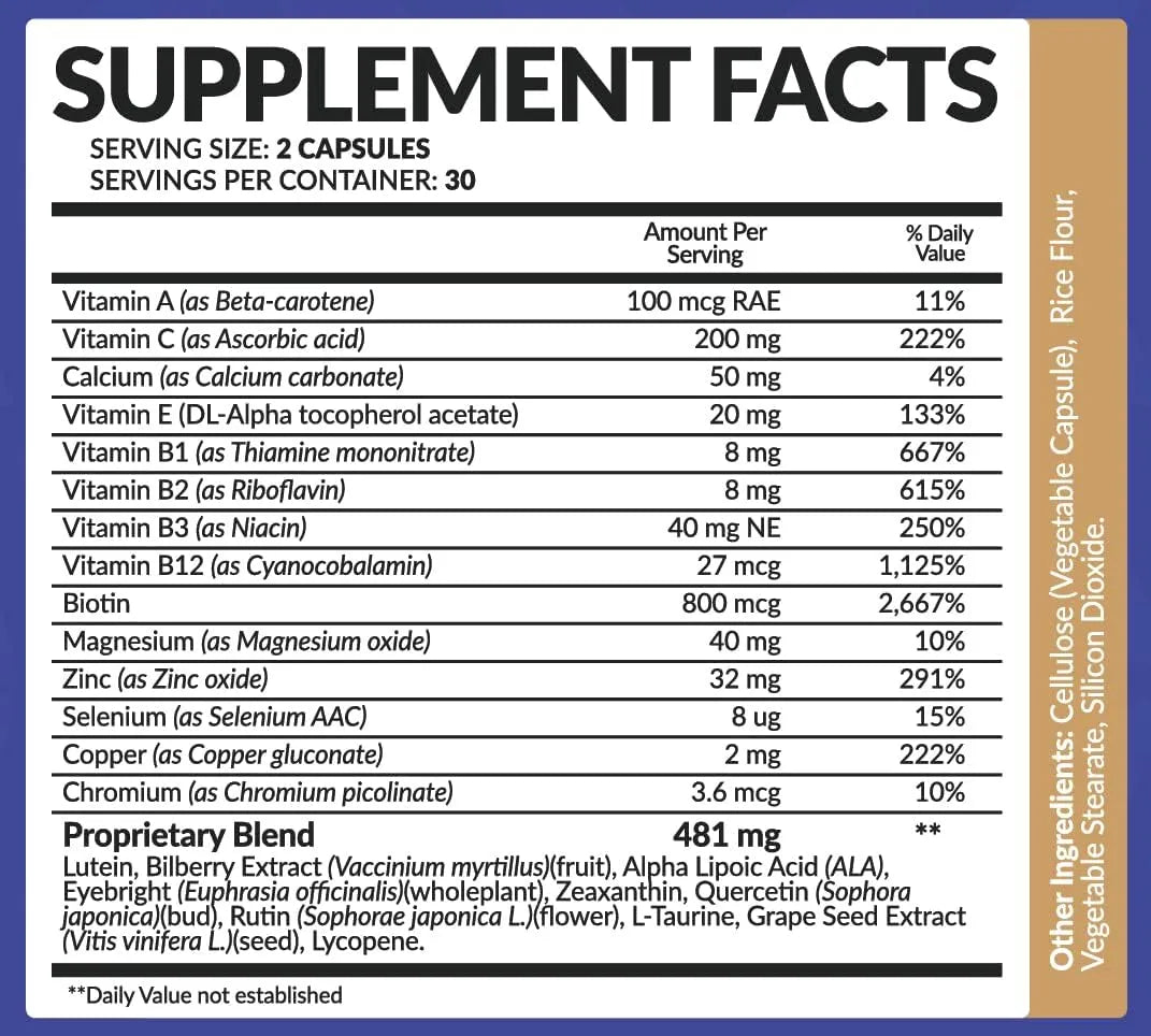 BIO NATURALS - Bio Naturals Eye Vitamin Supplement with Lutein Zeaxanthin 60 Capsulas - The Red Vitamin MX - Suplementos Alimenticios - {{ shop.shopifyCountryName }}