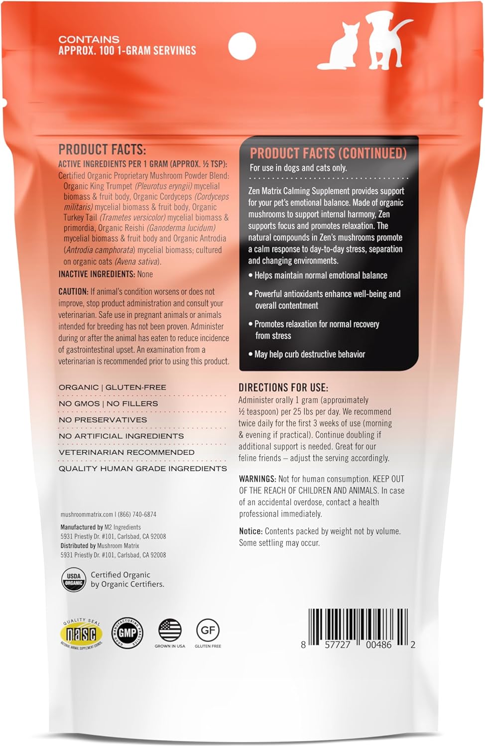 OM - Om Mushroom Matrix Zen Matrix Mushroom Blend Pet 100Gr. - The Red Vitamin MX - Suplementos Herbales Para Perros - {{ shop.shopifyCountryName }}