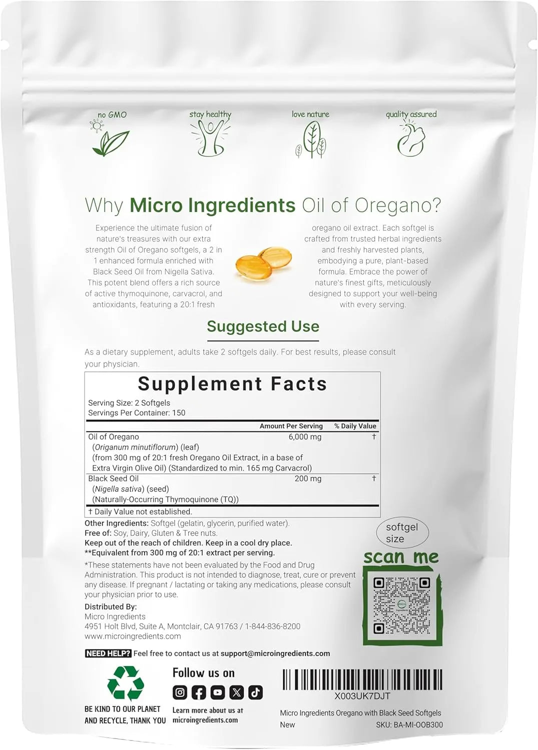 MICRO INGREDIENTS - Micro Ingredients Oil of Oregano 6000Mg. 300 Capsulas Blandas - The Red Vitamin MX - Suplementos Alimenticios - {{ shop.shopifyCountryName }}