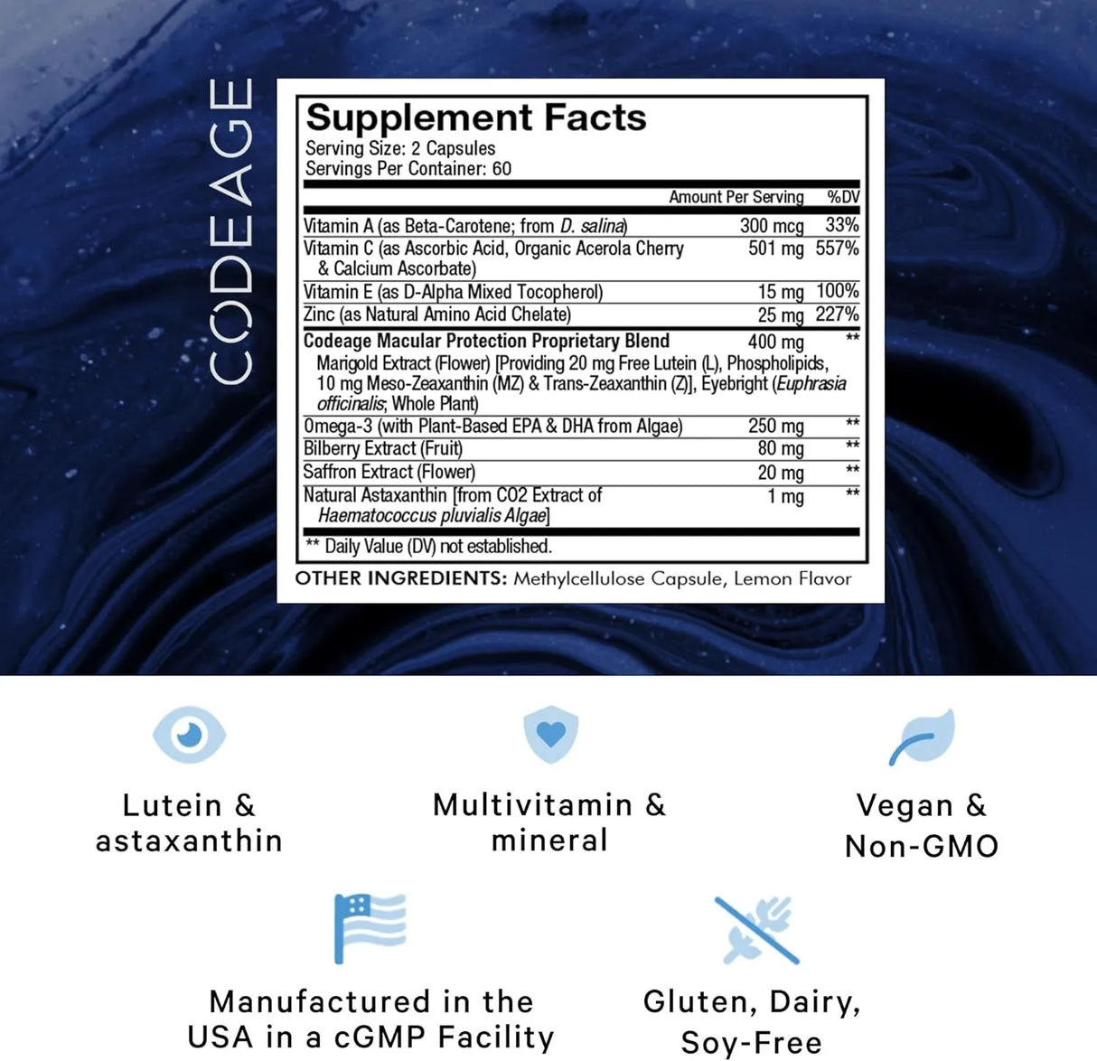 CODEAGE - Codeage Eyes Vitamins AREDS 2 Based Formula 120 Capsulas - The Red Vitamin MX - Suplementos Alimenticios - {{ shop.shopifyCountryName }}