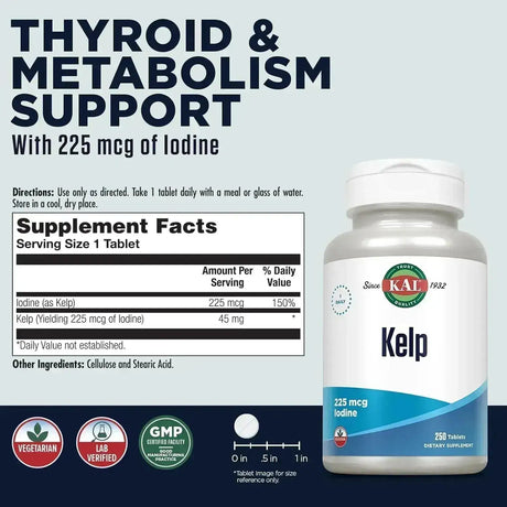 KAL - KAL Kelp Iodine 225mcg 250 Tabletas - The Red Vitamin MX - Suplementos Alimenticios - {{ shop.shopifyCountryName }}
