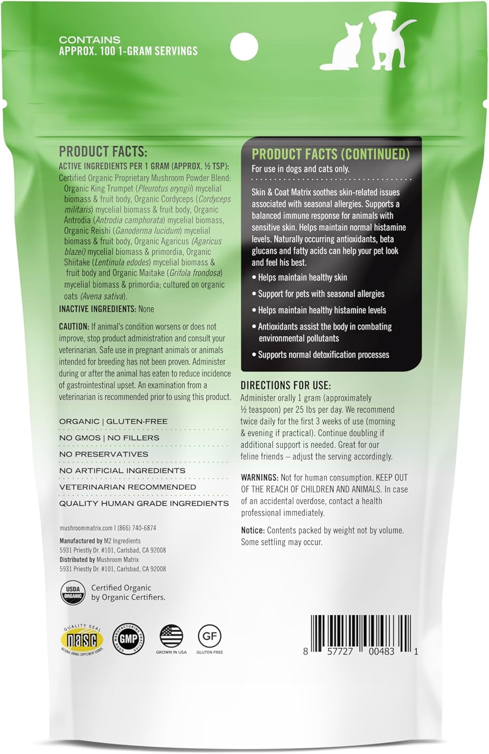 OM - Om Mushroom Matrix Pet Canine Skin & Coat 100Gr. - The Red Vitamin MX - Suplementos Herbales Para Perros - {{ shop.shopifyCountryName }}