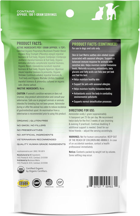 OM - Om Mushroom Matrix Pet Canine Skin & Coat 100Gr. - The Red Vitamin MX - Suplementos Herbales Para Perros - {{ shop.shopifyCountryName }}