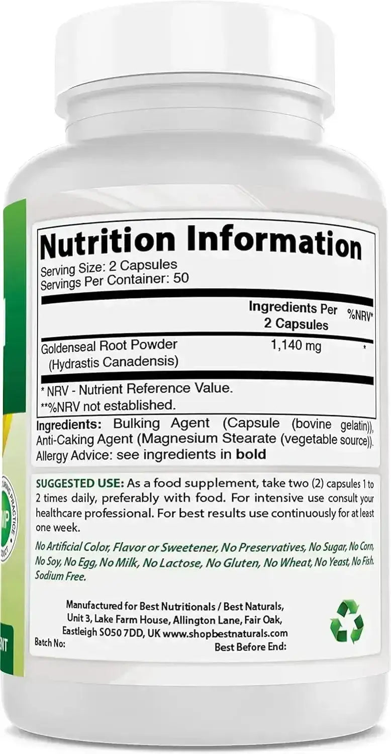 BEST NATURALS - Best Naturals Goldenseal Root 570Mg. 100 Capsulas 2 Pack - The Red Vitamin MX - Suplementos Alimenticios - {{ shop.shopifyCountryName }}