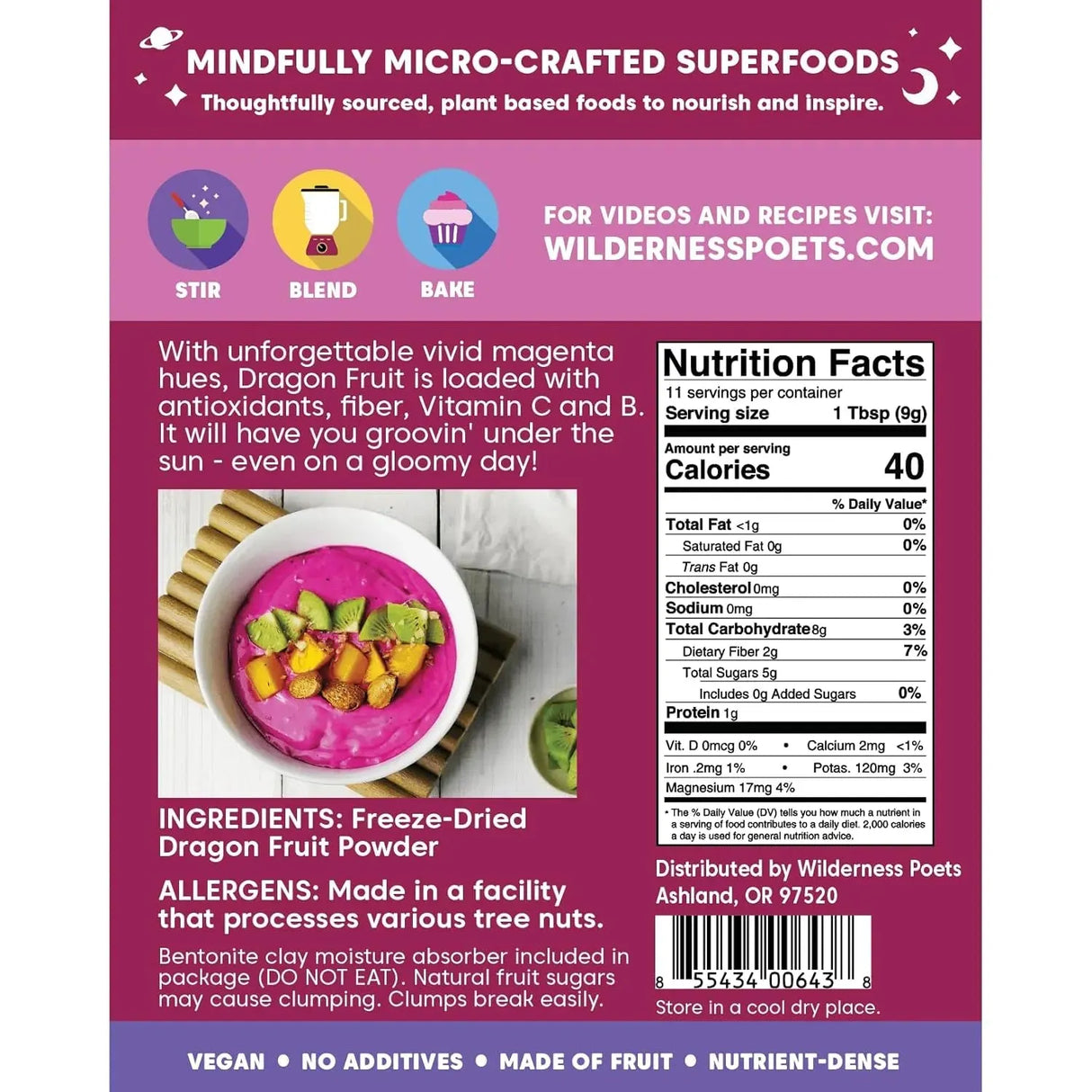 WILDERNESS POETS - Wilderness Poets, Freeze-Dried Dragon Fruit Powder 340Gr. - The Red Vitamin MX - Suplementos Alimenticios - {{ shop.shopifyCountryName }}