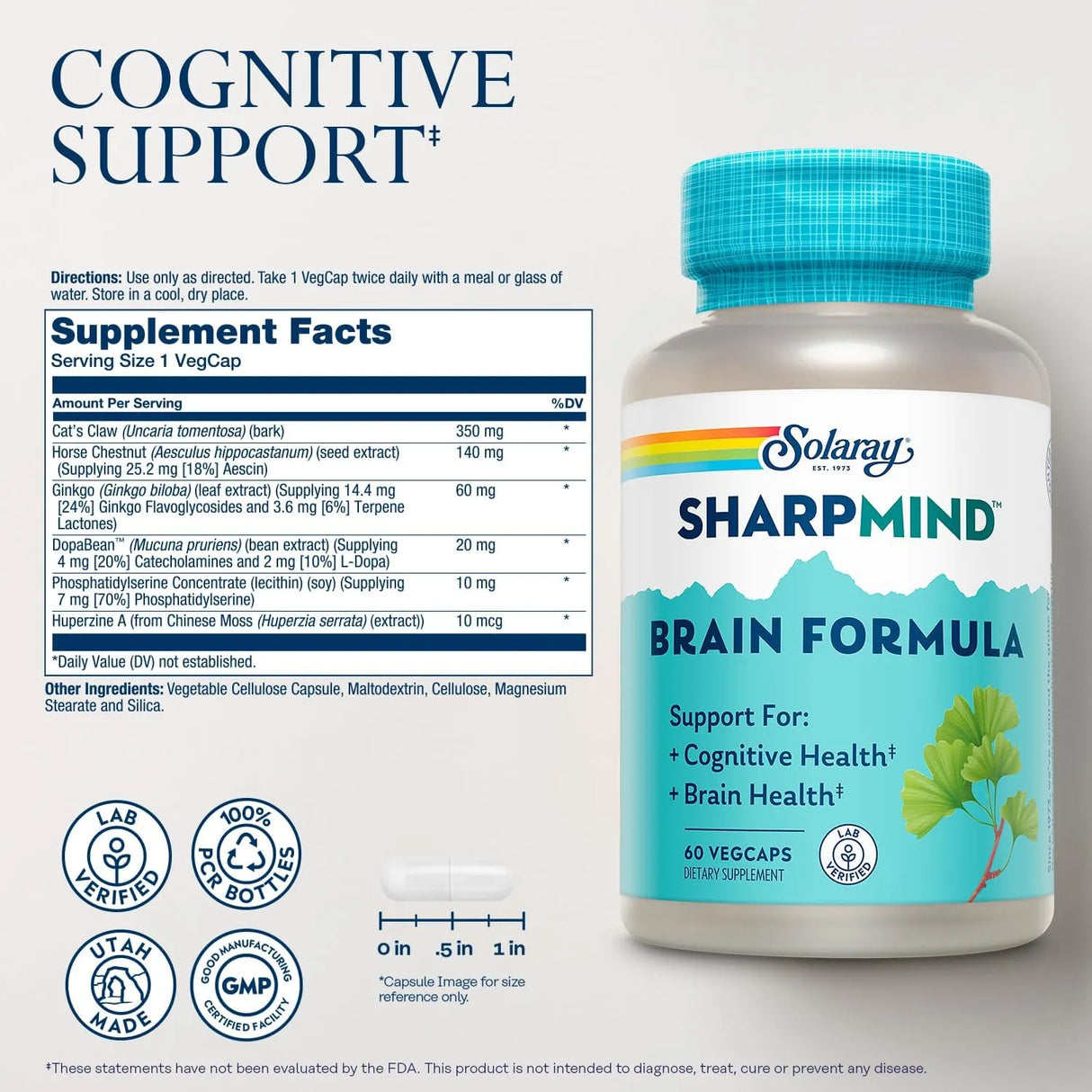 SOLARAY - SOLARAY SharpMind Brain Support Formula 60 Capsulas - The Red Vitamin MX - Suplementos Alimenticios - {{ shop.shopifyCountryName }}