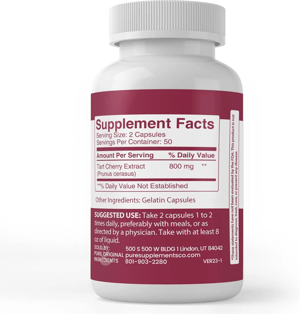 PURE ORIGINAL INGREDIENTS - Pure Original Ingredients Tart Cherry Extract 100 Capsulas - The Red Vitamin MX - Suplementos Alimenticios - {{ shop.shopifyCountryName }}