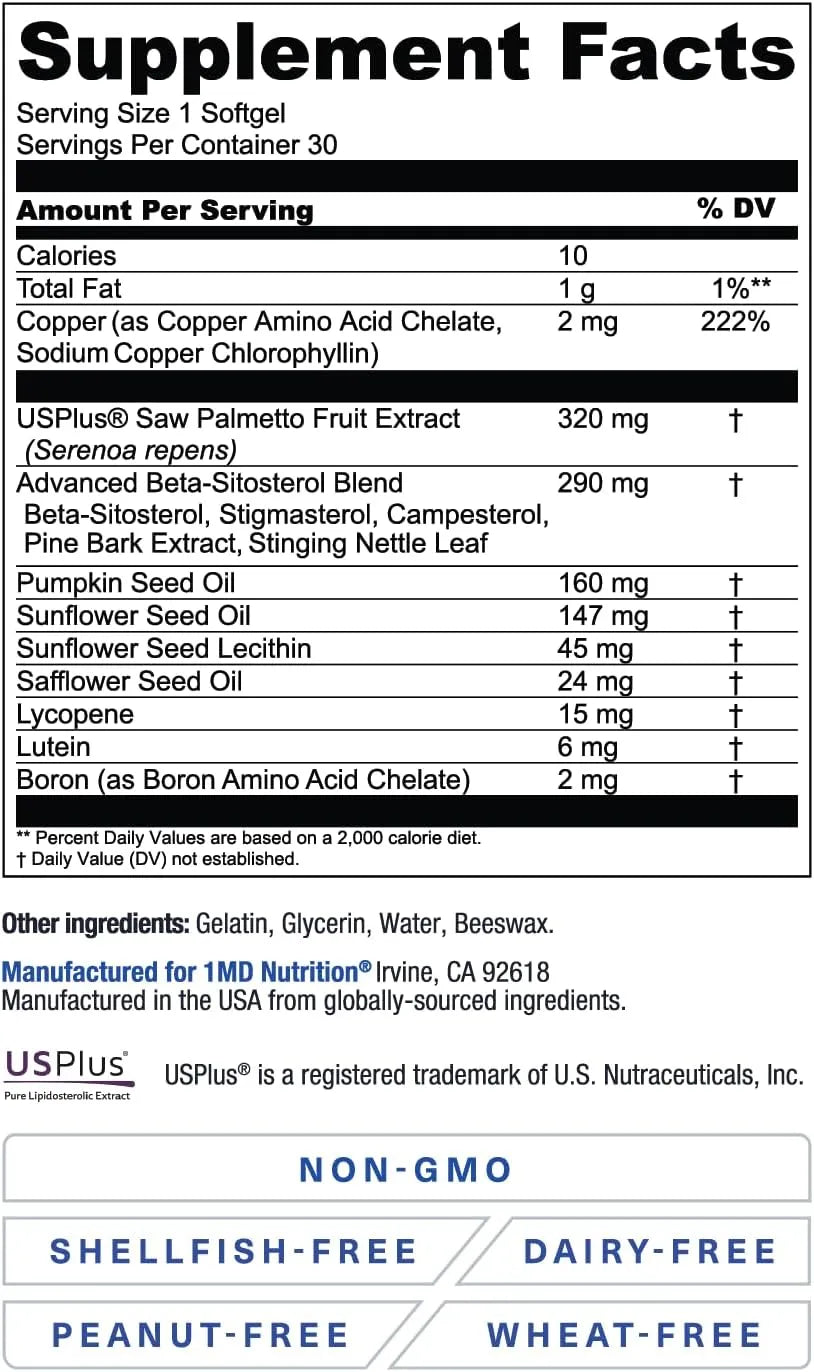 1MD NUTRITION - 1MD Nutrition ProstateMD 30 Capsulas Blandas 2 Pack - The Red Vitamin MX - Suplementos Alimenticios - {{ shop.shopifyCountryName }}
