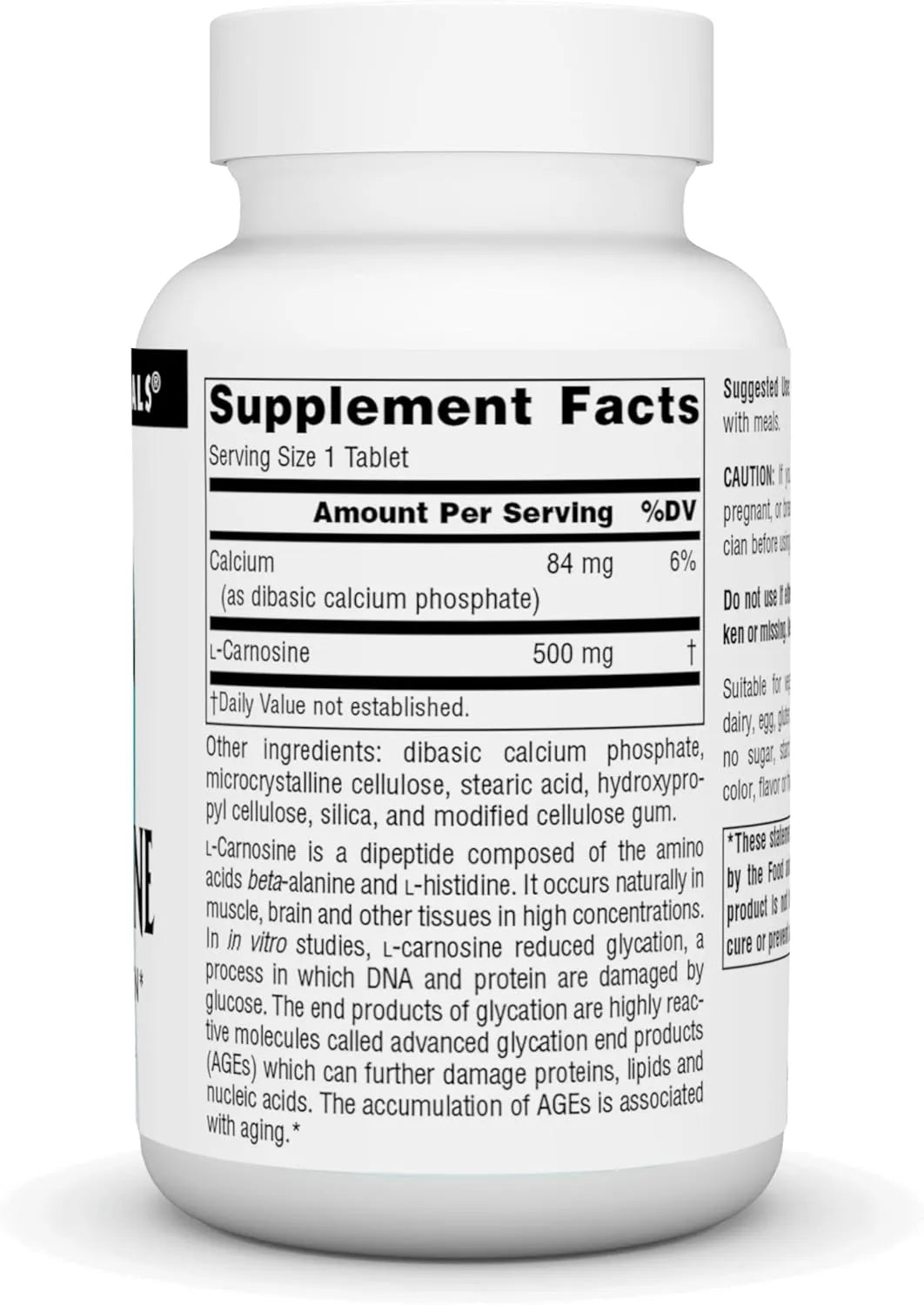 SOURCE NATURALS - Source Naturals L-Carnosine 500Mg. 60 Tabletas - The Red Vitamin MX - Suplementos Alimenticios - {{ shop.shopifyCountryName }}