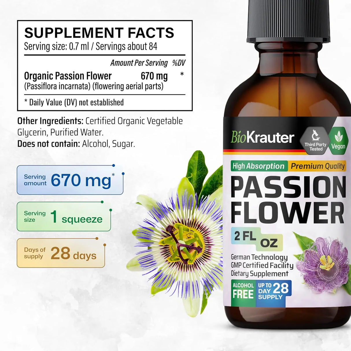 BIOKRAUTER - BIO KRAUTER Passionflower Tincture 2 Fl.Oz. - The Red Vitamin MX - Suplementos Alimenticios - {{ shop.shopifyCountryName }}