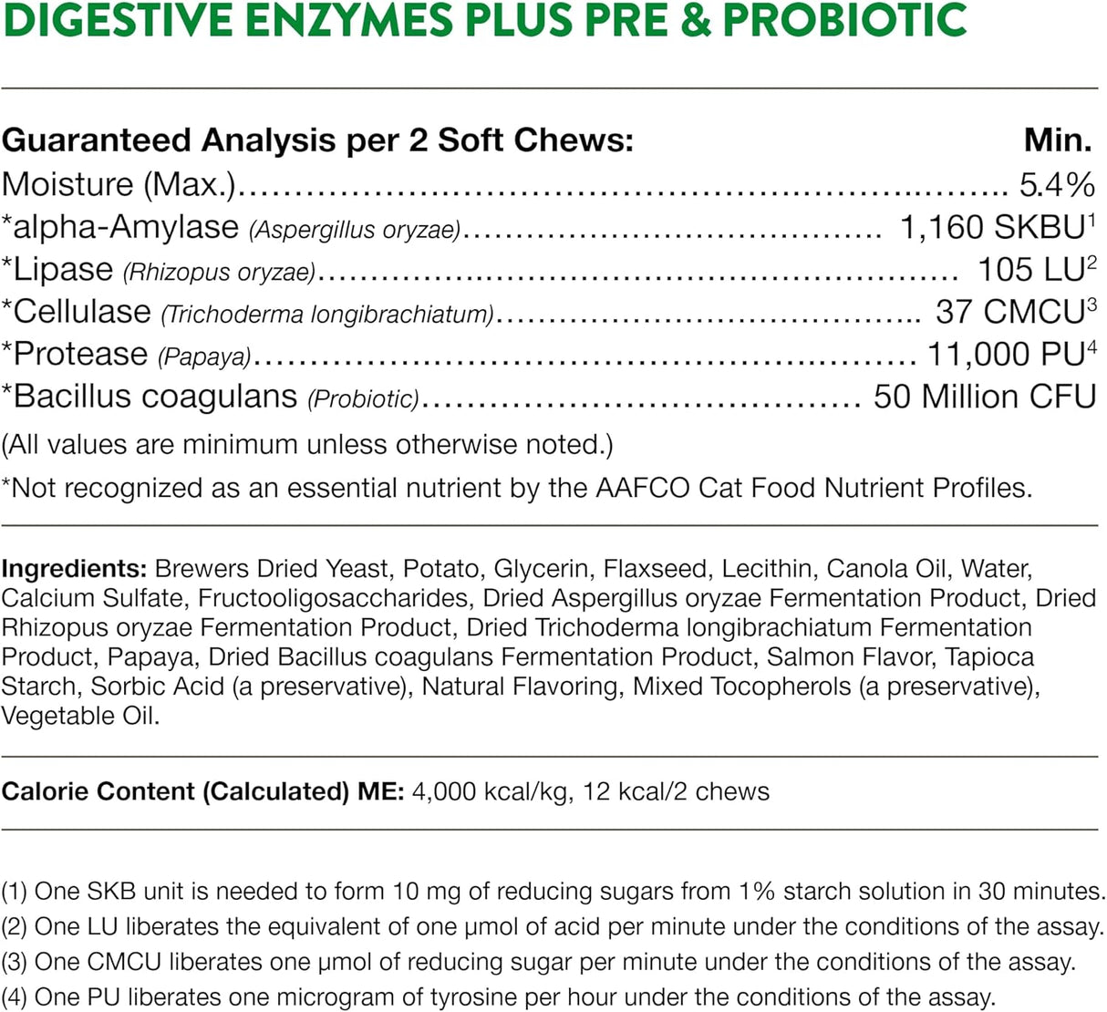 NaturVet Digestive Enzymes for Cats Plus Probiotics 60 Masticables