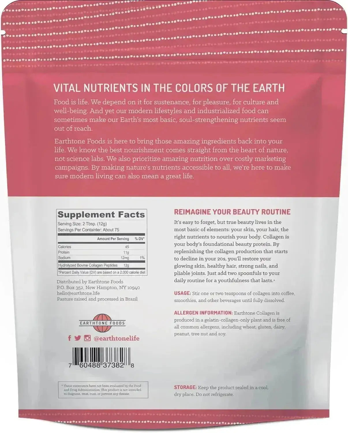 EARTHTONE - EARTHTONE Collagen Peptides Powder 907Gr. - The Red Vitamin MX - Suplementos Alimenticios - {{ shop.shopifyCountryName }}
