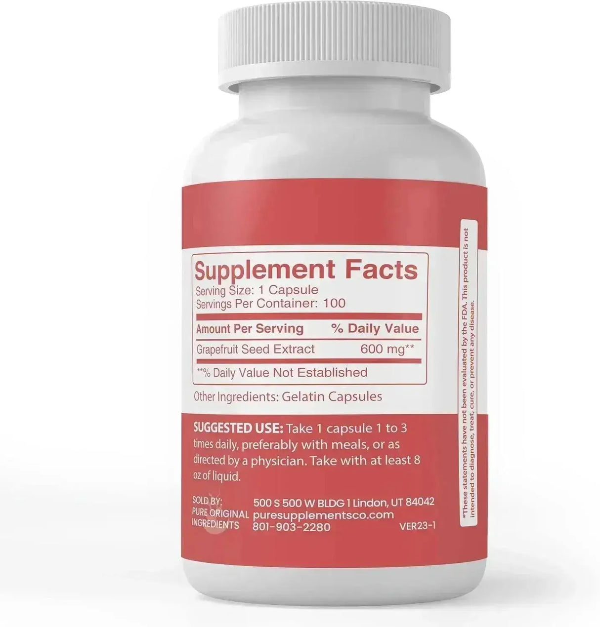PURE ORIGINAL INGREDIENTS - Pure Original Ingredients Grapefruit Seed Extract 100 Capsulas - The Red Vitamin MX - Suplementos Alimenticios - {{ shop.shopifyCountryName }}