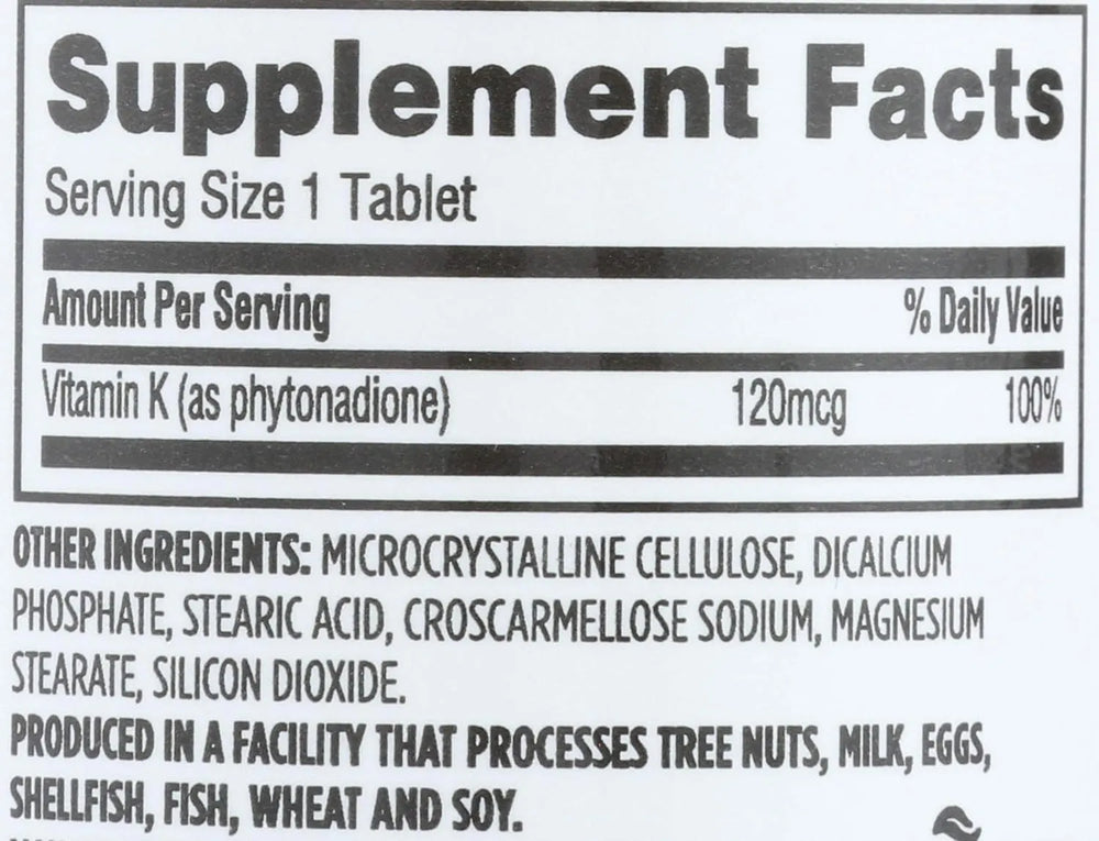 365 - 365 by Whole Foods Market Vitamin K 120mcg 100 Tabletas - The Red Vitamin MX - Suplementos Alimenticios - {{ shop.shopifyCountryName }}