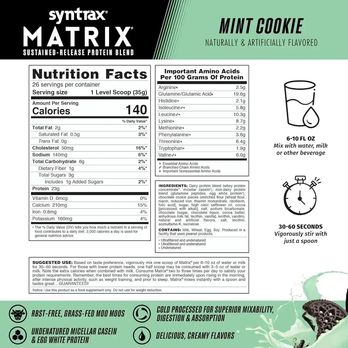 SYNTRAX NUTRITION - Syntrax Nutrition Matrix Protein Powder Mint Cookie 907Gr. - The Red Vitamin MX - Suplementos Alimenticios - {{ shop.shopifyCountryName }}