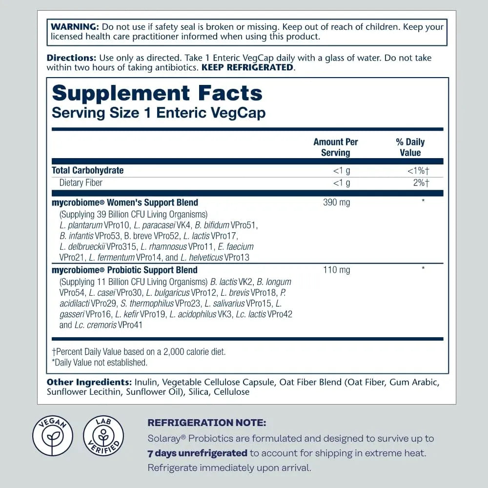 SOLARAY - SOLARAY Mycrobiome Probiotic Women’s Formula 30 Capsulas - The Red Vitamin MX - Suplementos Alimenticios - {{ shop.shopifyCountryName }}