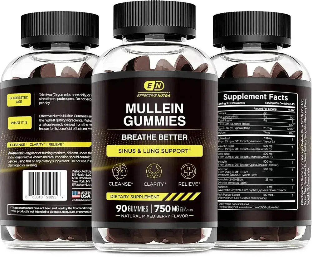 EFFECTIVE NUTRA - EFFECTIVE NUTRA Mullein Gummies 9in1 90 Gomitas - The Red Vitamin MX - Suplementos Alimenticios - {{ shop.shopifyCountryName }}