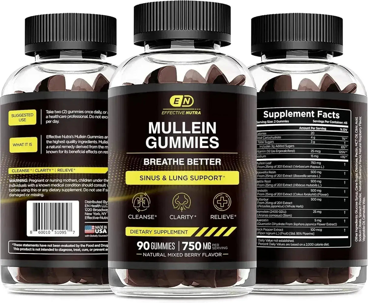 EFFECTIVE NUTRA - EFFECTIVE NUTRA Mullein Gummies 9in1 90 Gomitas - The Red Vitamin MX - Suplementos Alimenticios - {{ shop.shopifyCountryName }}
