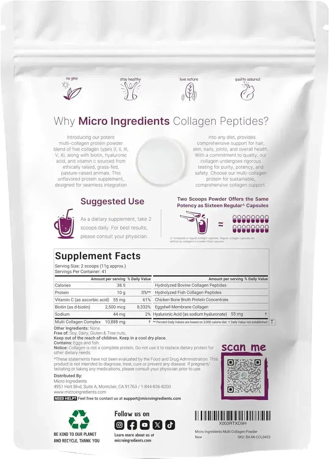 MICRO INGREDIENTS - Micro Ingredients Multi Collagen Peptides Powder 454Gr. - The Red Vitamin MX - Suplementos Alimenticios - {{ shop.shopifyCountryName }}
