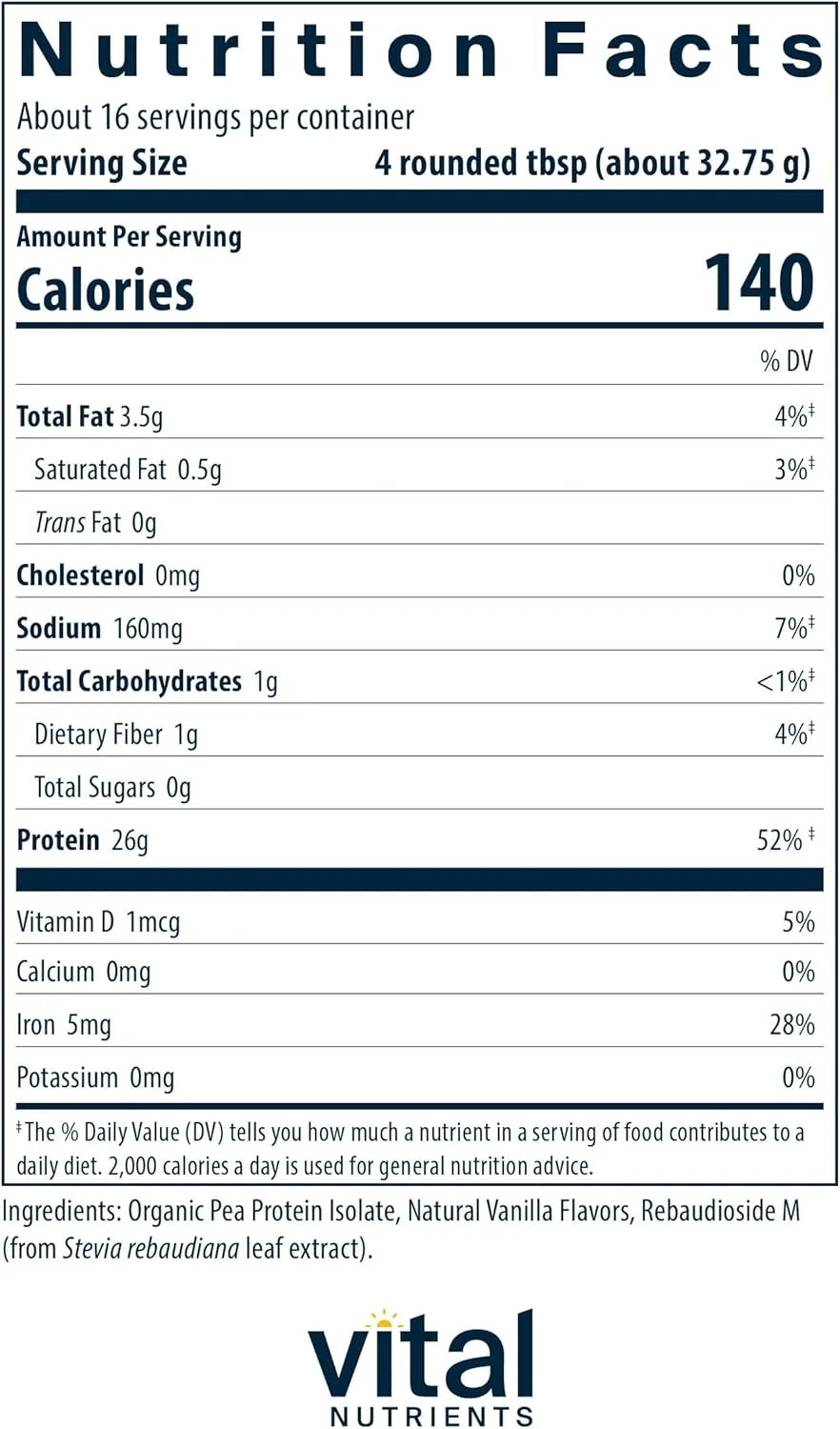 VITAL NUTRIENTS - Vital Nutrients ProVeg Organic Pea Protein 16 Servicios Natural Vanilla Flavor 524Gr. - The Red Vitamin MX - Suplementos Alimenticios - {{ shop.shopifyCountryName }}