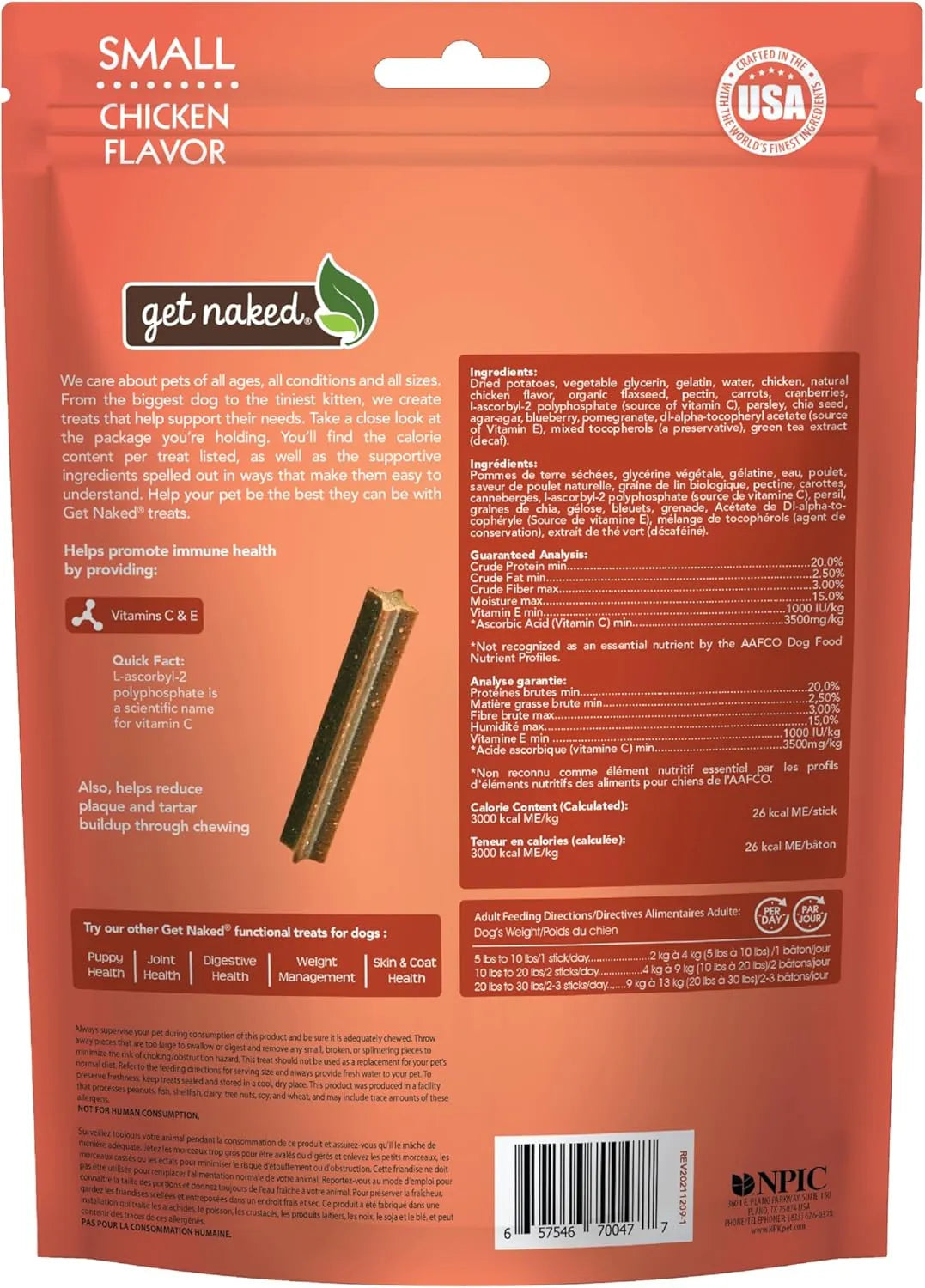GET NAKED - Get Naked Grain Free Super Antioxidant Dental Chew Sticks Small 176Gr. - The Red Vitamin MX - Cuidado Dental Para Perros - {{ shop.shopifyCountryName }}