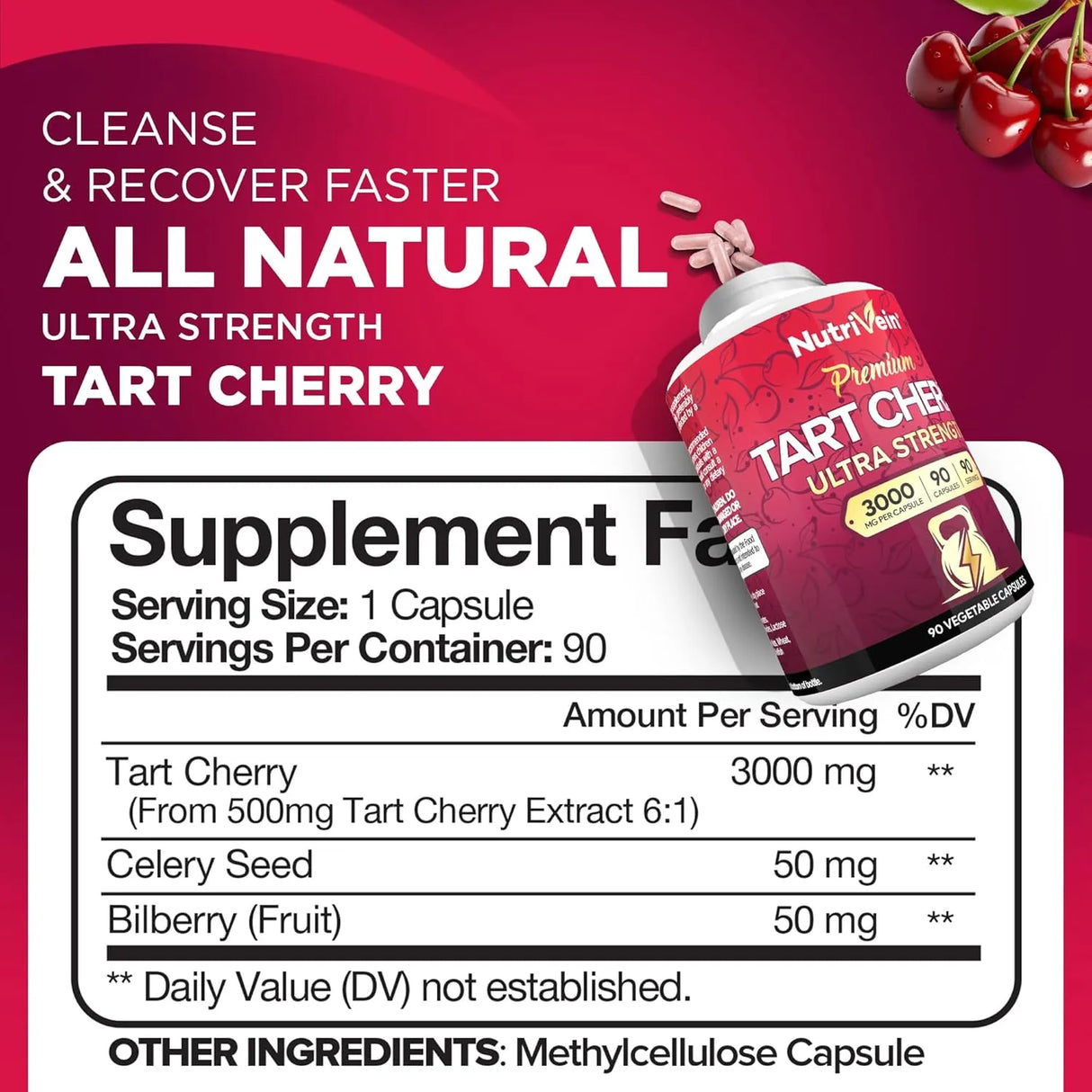 NUTRIVEIN - Nutrivein Tart Cherry 3000Mg. 90 Capsulas - The Red Vitamin MX - Suplementos Alimenticios - {{ shop.shopifyCountryName }}