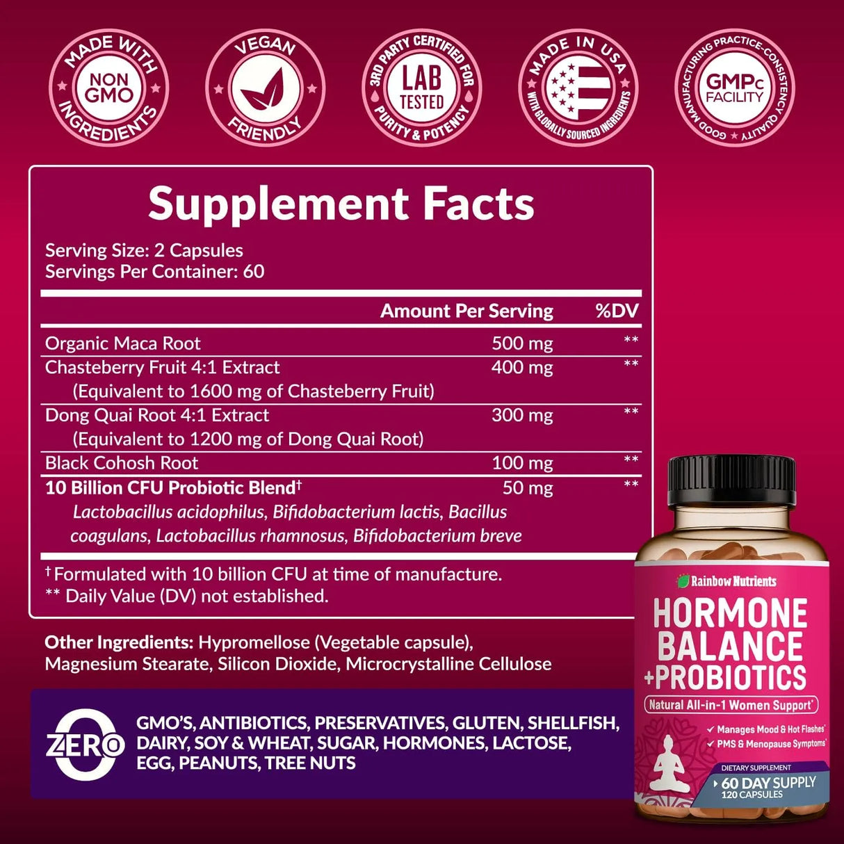 RAINBOW NUTRIENTS - Rainbow Nutrients Hormone Balance + Probiotics for Women 120 Capsulas - The Red Vitamin MX - Suplementos Alimenticios - {{ shop.shopifyCountryName }}