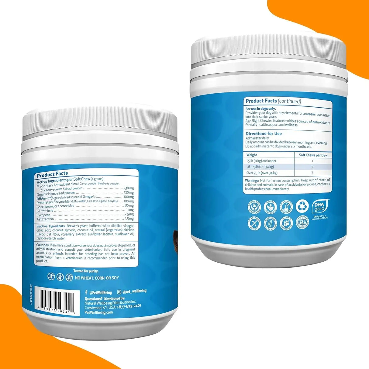 PET WELLBEING - Pet Wellbeing Age Right Chewies for Dogs in their Prime & Senior Years 90 Masticables - The Red Vitamin MX - Multivitamínicos Para Perros - {{ shop.shopifyCountryName }}