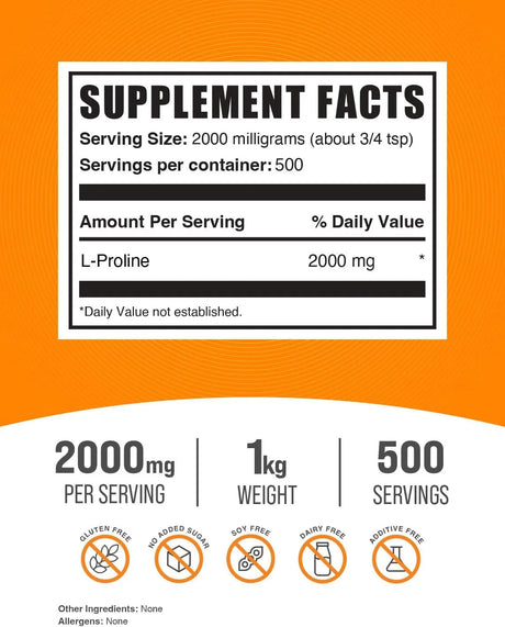 BULK SUPPLEMENTS - Bulk Supplements L-Proline Powder 1 Kg. - The Red Vitamin MX - Suplementos Alimenticios - {{ shop.shopifyCountryName }}