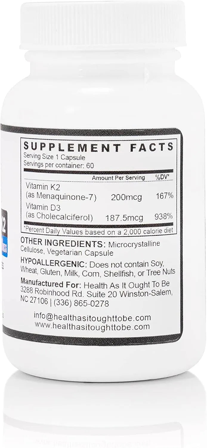 HEALTH AS IT OUGHT TO BE - Health As It Ought To Be Vitamin D3+K2 60 Capsulas - The Red Vitamin MX - Suplementos Alimenticios - {{ shop.shopifyCountryName }}
