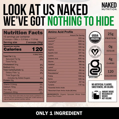 NAKED NUTRITION - Naked Rice Organic Brown Rice Protein Powder 15 Servicios 454Gr. - The Red Vitamin MX - Suplementos Alimenticios - {{ shop.shopifyCountryName }}