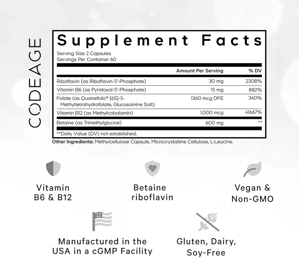 CODEAGE - Codeage Methylfolate B Complex 120 Capsulas - The Red Vitamin MX - Suplementos Alimenticios - {{ shop.shopifyCountryName }}