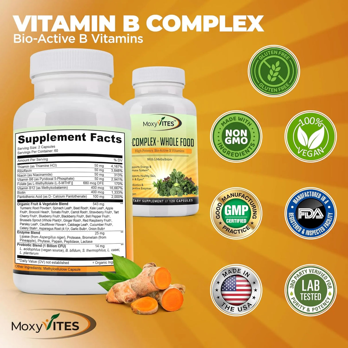 MOXYVITES - MoxyVites Vitamin B Complex 120 Capsulas - The Red Vitamin MX - Suplementos Alimenticios - {{ shop.shopifyCountryName }}