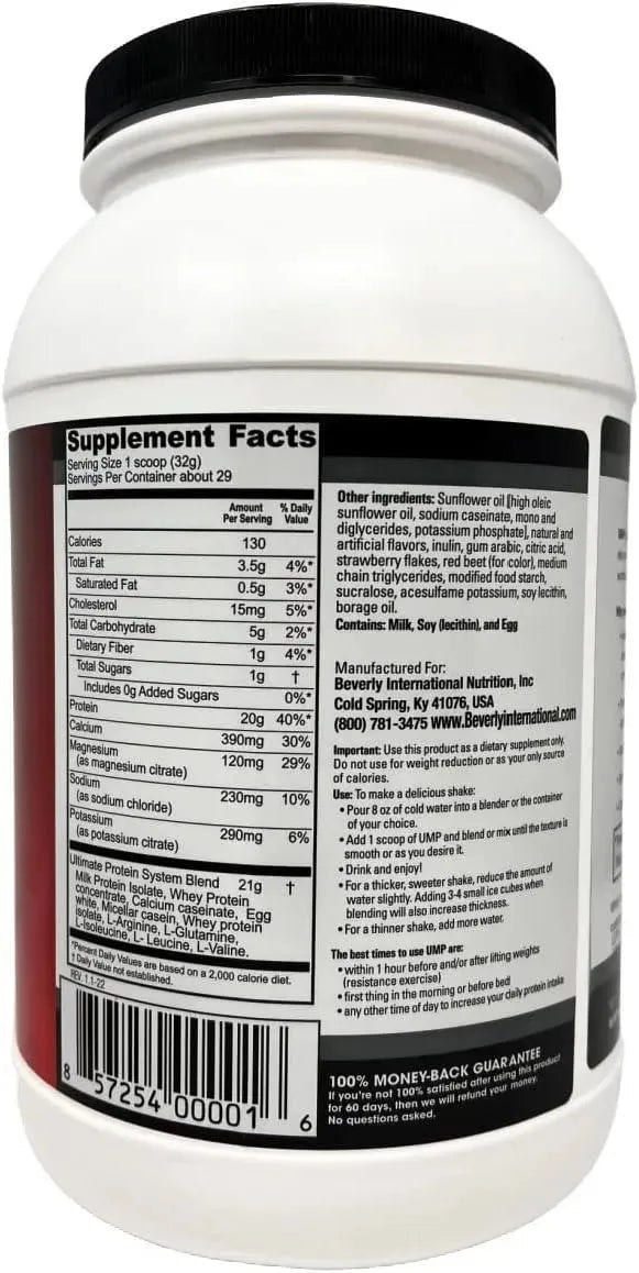 BEVERLY INTERNATIONAL - Beverly International UMP Protein Powder Unique Whey-Casein Ratio Strawberry 930Gr. - The Red Vitamin MX - Suplementos Alimenticios - {{ shop.shopifyCountryName }}