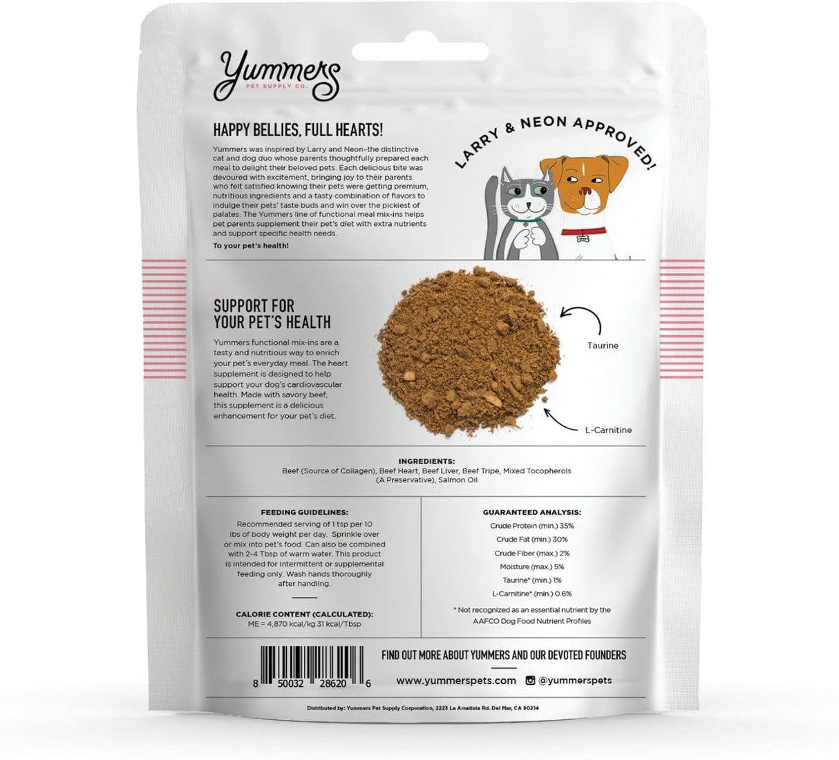 Yummers Premium Heart Supplement for Dogs 96 Servicios 226Gr.