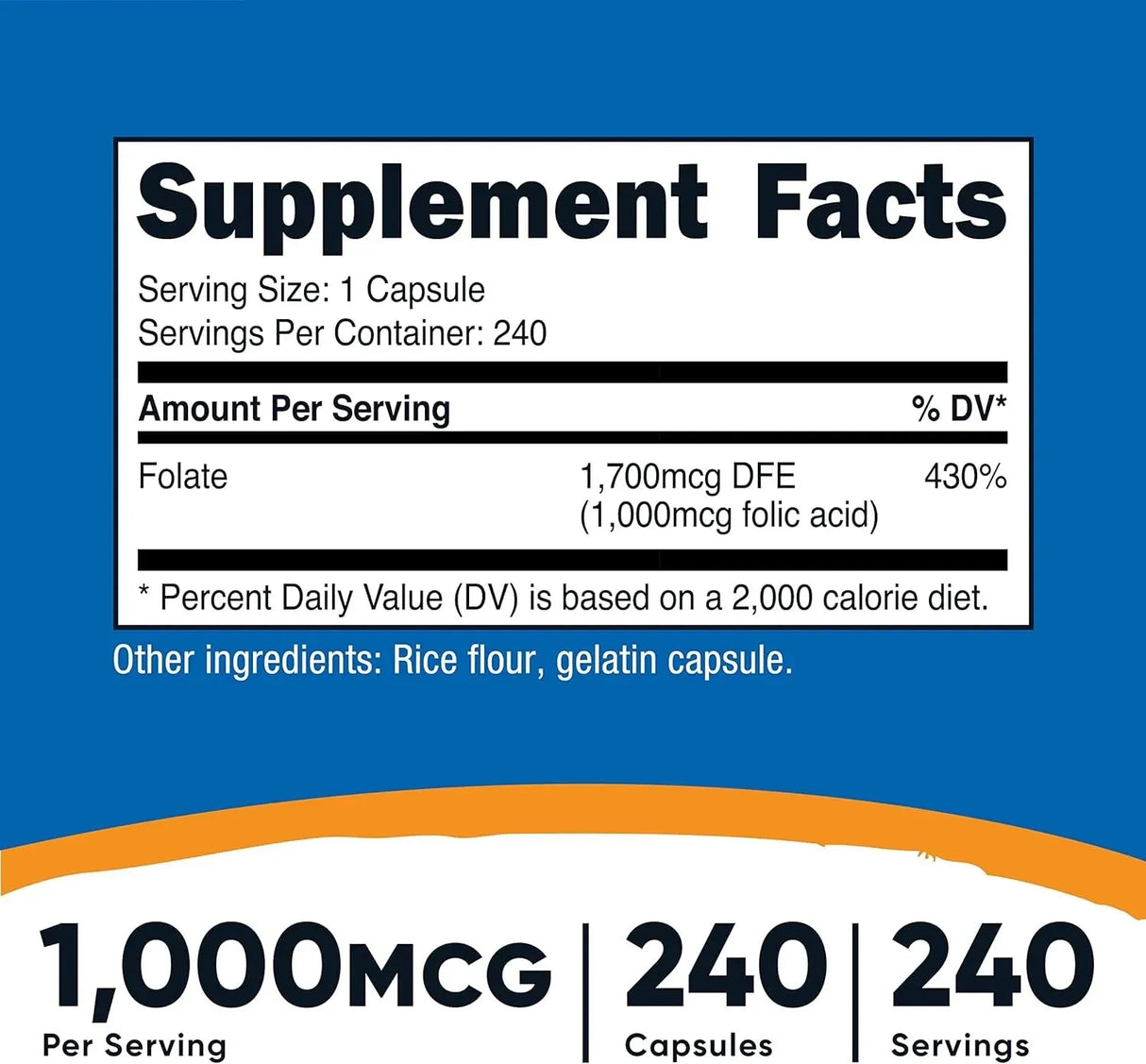NUTRICOST - Nutricost Folic Acid 1000mcg 240 Capsulas 2 Pack - The Red Vitamin MX - Suplementos Alimenticios - {{ shop.shopifyCountryName }}