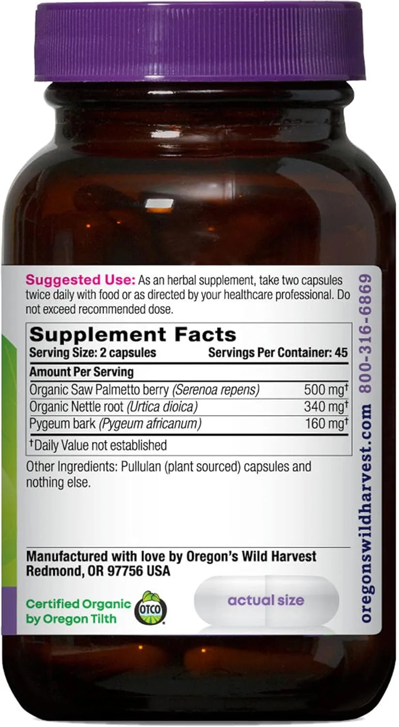 OREGON'S WILD HARVEST - Oregon's Wild Harvest Organic Saw Palmetto Pygeum 90 Capsulas - The Red Vitamin MX - Suplementos Alimenticios - {{ shop.shopifyCountryName }}