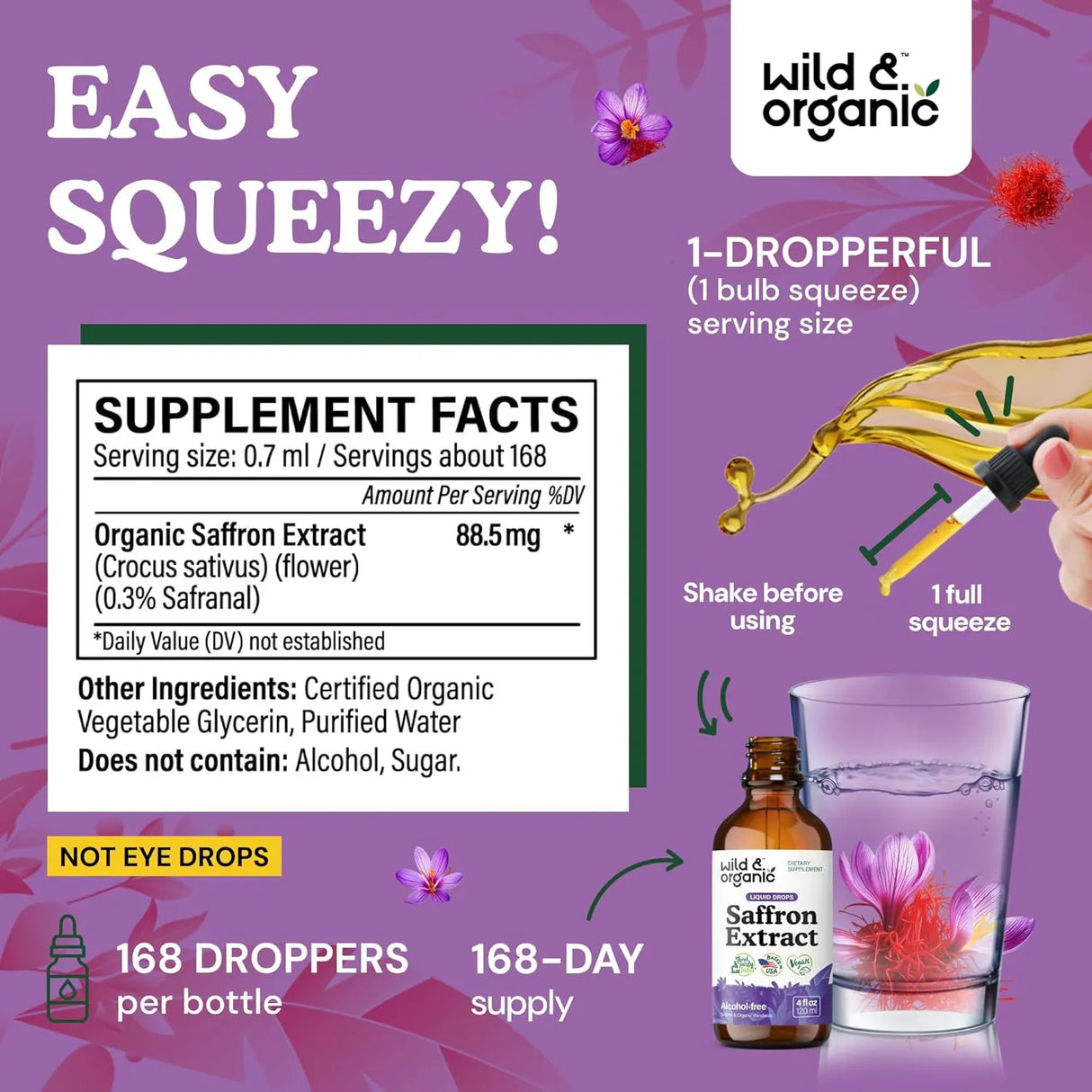 WILD & ORGANIC - Wild & Organic Saffron Tincture 88.5Mg. 4 Fl.Oz. - The Red Vitamin MX - Suplementos Alimenticios - {{ shop.shopifyCountryName }}