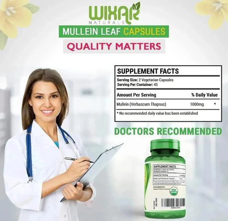 WIXAR NATURALS - WIXAR NATURALS Mullein Leaf 1000Mg. 90 Capsulas - The Red Vitamin MX - Suplementos Alimenticios - {{ shop.shopifyCountryName }}