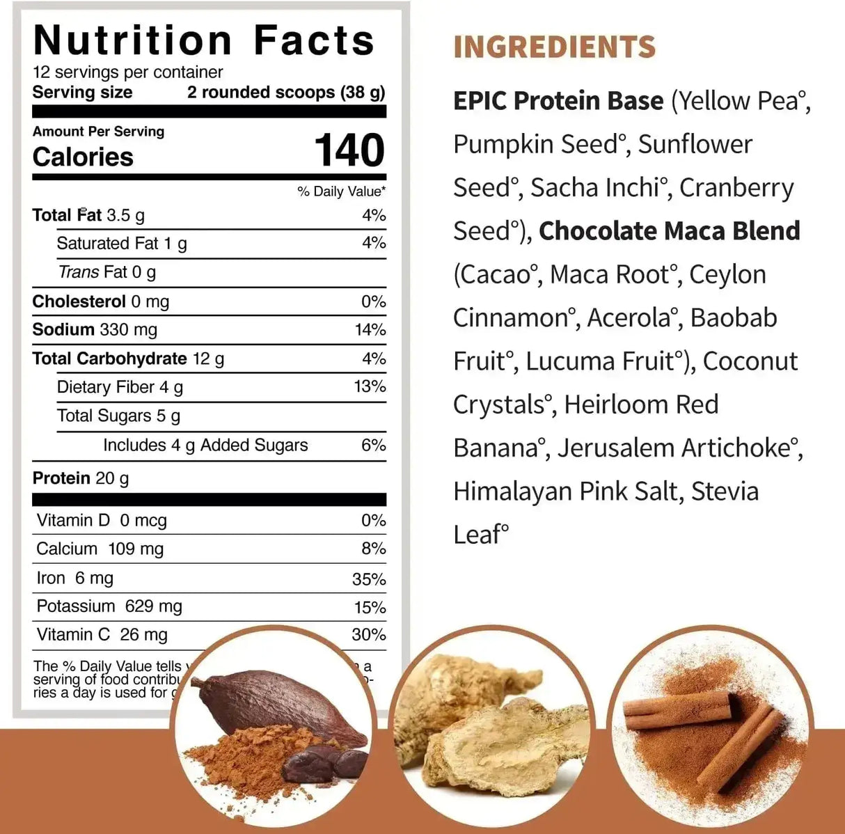 SPROUT LIVING - Sprout Living Epic Protein Plant Based Protein & Superfoods Powder Chocolate Maca 456Gr. - The Red Vitamin MX - Suplementos Alimenticios - {{ shop.shopifyCountryName }}