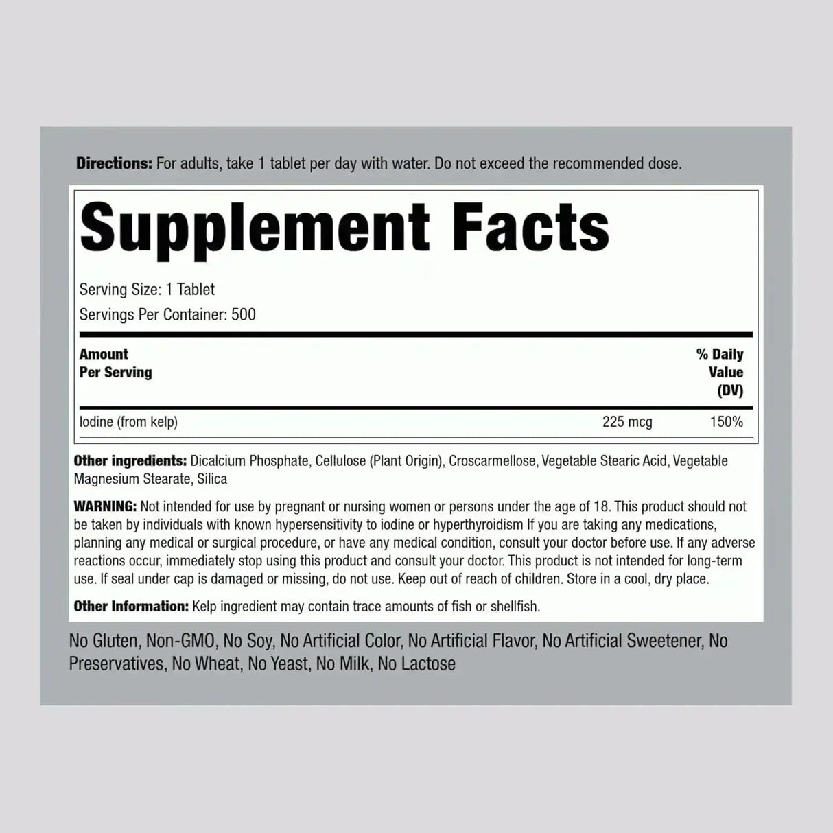 PIPING ROCK - Piping Rock Sea Kelp 225mcg 500 Tabletas - The Red Vitamin MX - Suplementos Alimenticios - {{ shop.shopifyCountryName }}