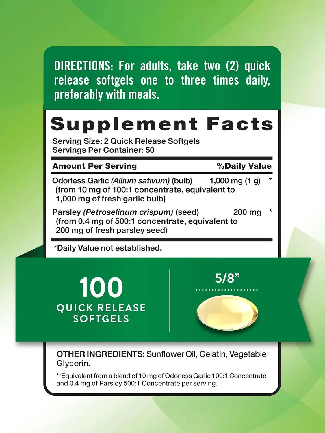 NATURE'S TRUTH - Nature's Truth Odorless Garlic and Parsley 1200Mg. 100 Capsulas Blandas - The Red Vitamin MX - Suplementos Alimenticios - {{ shop.shopifyCountryName }}