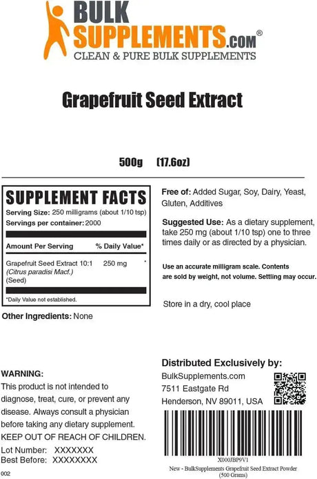 BULK SUPPLEMENTS - Bulk Supplements Grapefruit Seed Extract Powder 500Gr. - The Red Vitamin MX - Suplementos Alimenticios - {{ shop.shopifyCountryName }}