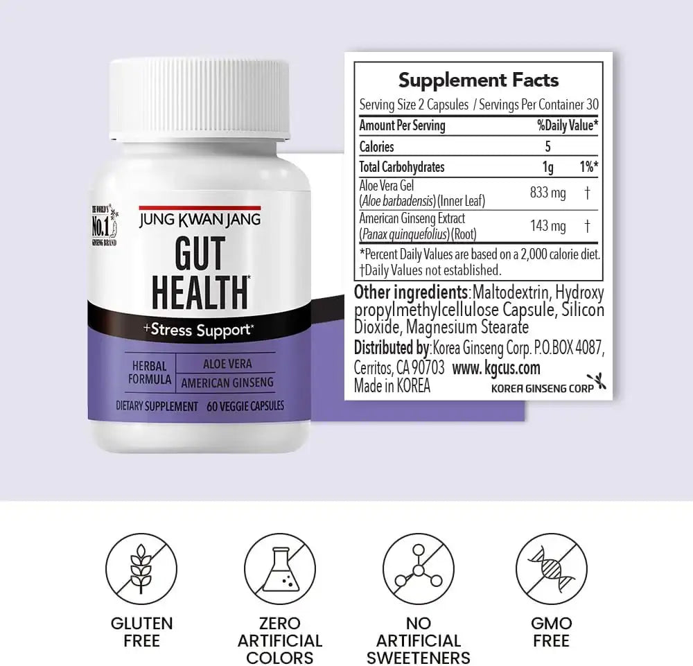 JUNGKWANJANG - JungKwanJang Gut Health Support with Aloe Vera and American Ginseng 60 Capsulas - The Red Vitamin MX - Suplementos Alimenticios - {{ shop.shopifyCountryName }}