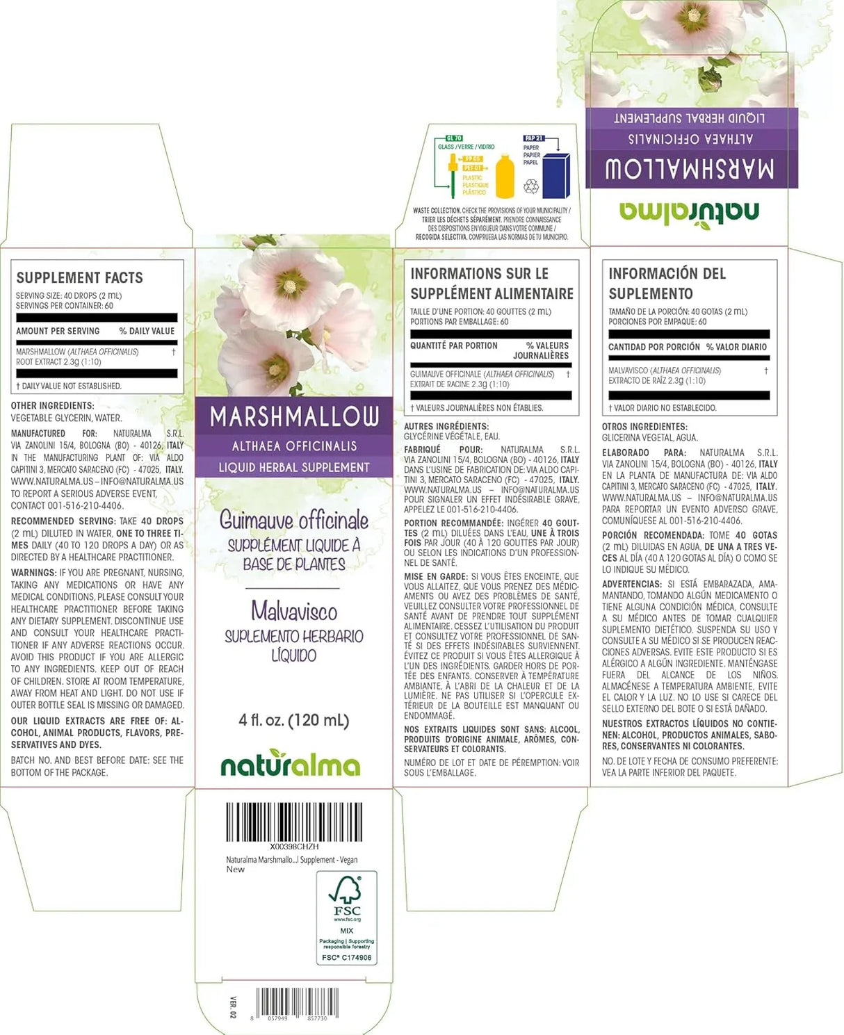 NATURALMA - Naturalma Marshmallow Root Alcohol-Free Tincture 4 Fl.Oz. - The Red Vitamin MX - Suplementos Alimenticios - {{ shop.shopifyCountryName }}