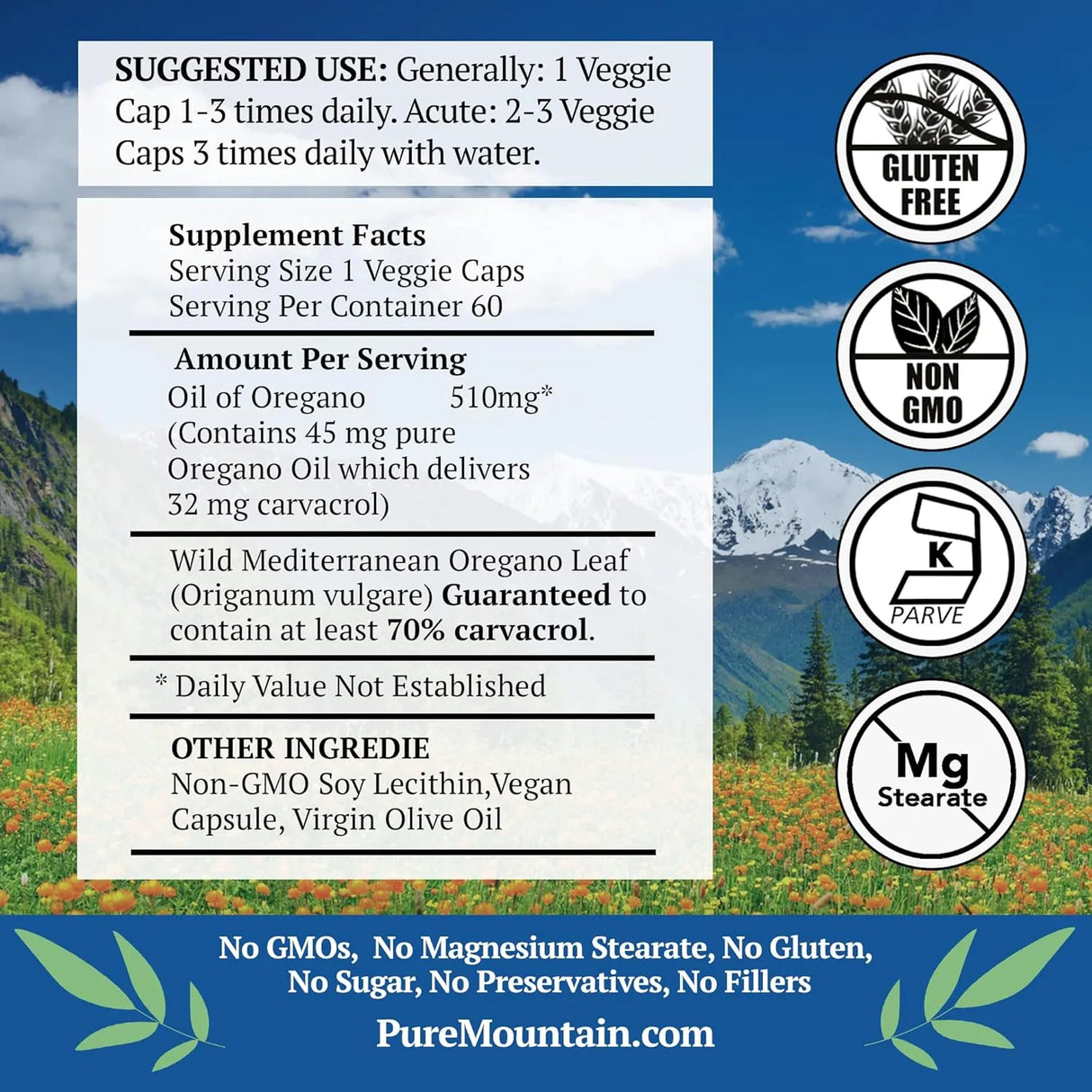 PURE MOUNTAIN BOTANICALS - Pure Mountain Botanicals Wild Oregano Oil 60 Capsulas - The Red Vitamin MX - Suplementos Alimenticios - {{ shop.shopifyCountryName }}
