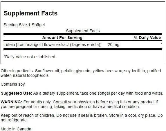 SWANSON - Swanson Lutein 20Mg. 120 Capsulas Blandas - The Red Vitamin MX - Suplementos Alimenticios - {{ shop.shopifyCountryName }}