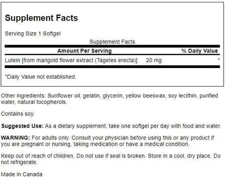 SWANSON - Swanson Lutein 20Mg. 120 Capsulas Blandas - The Red Vitamin MX - Suplementos Alimenticios - {{ shop.shopifyCountryName }}